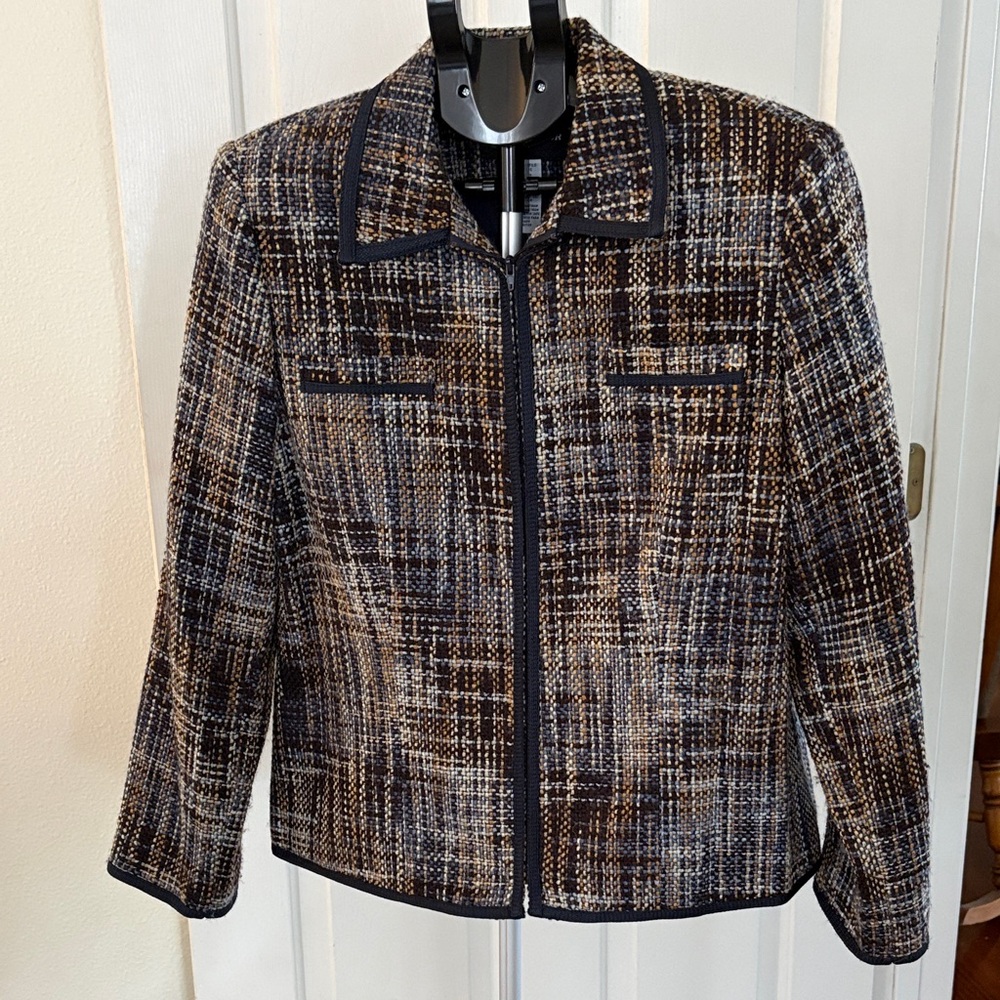 Sag Harbor Black and Brown Plaid Blazer